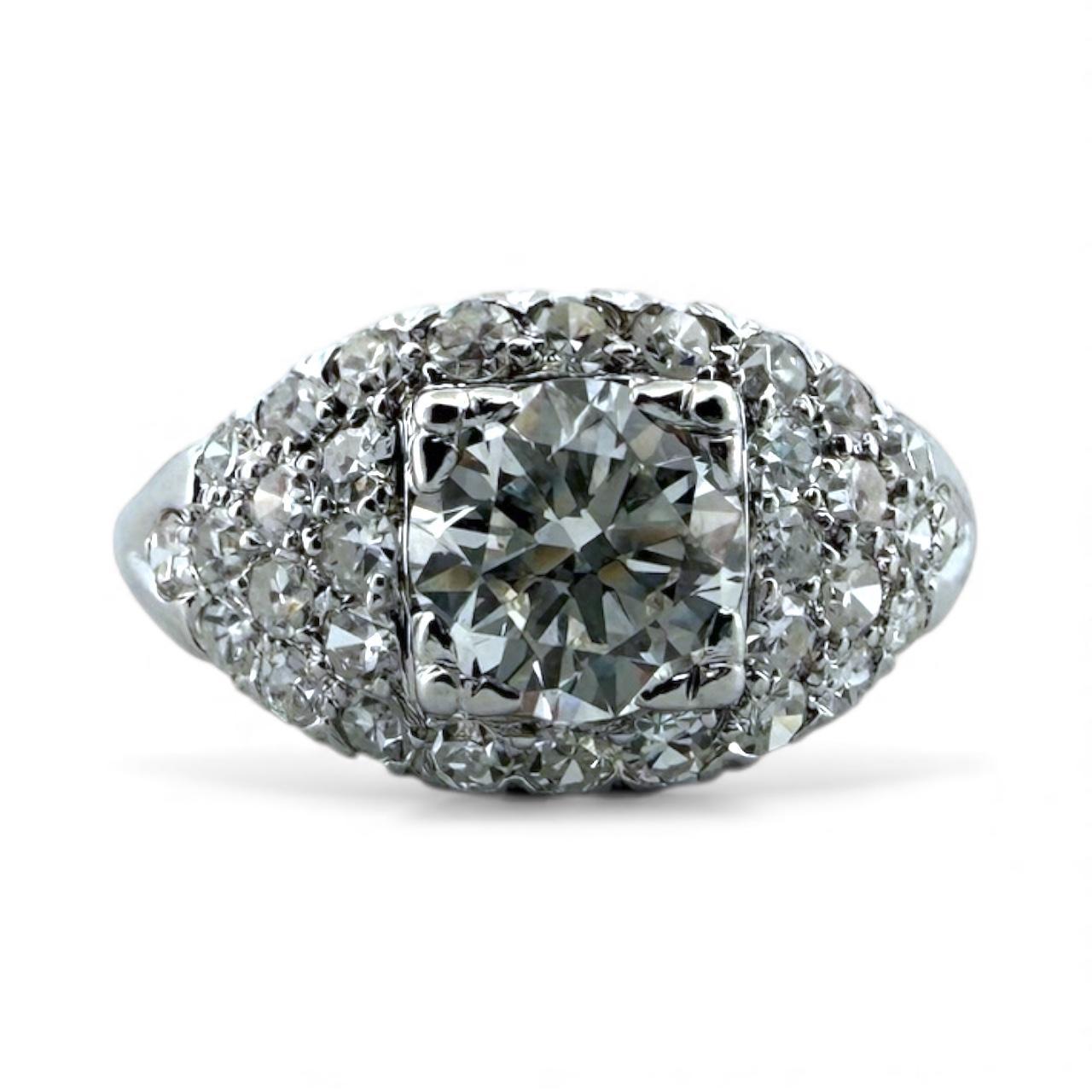 Anello di fidanzamento vintage in platino con diamante da 0.95 carati In condizioni buone in vendita a Montgomery, AL