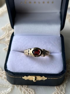 Vintage 0.95 Carat Garnet Diamond 14k Yellow Gold Statement Ring 1980s