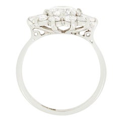 Vintage 0.95ct Diamond Cluster Ring, c.1950s