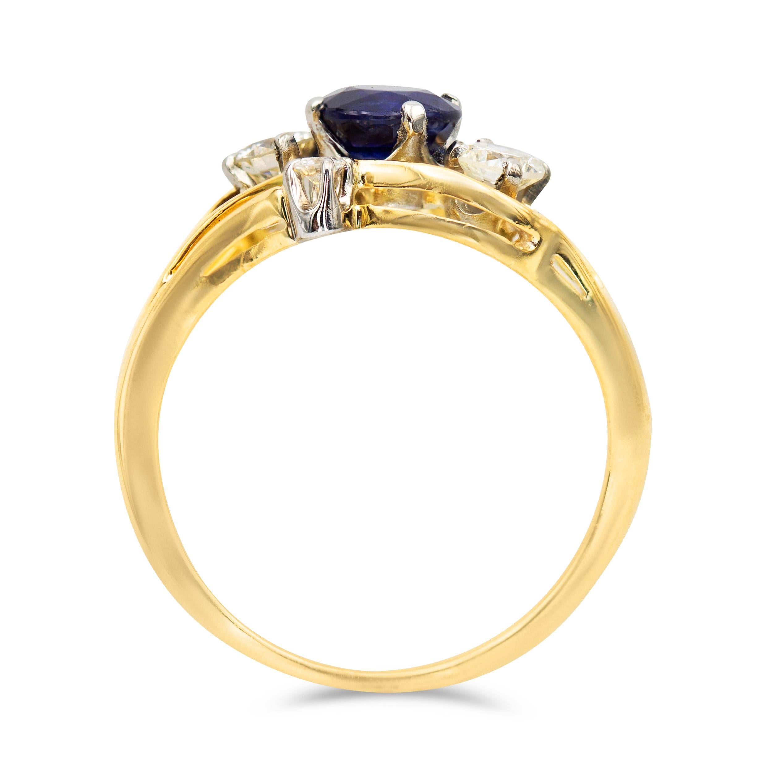 sapphire and diamond ring yellow gold