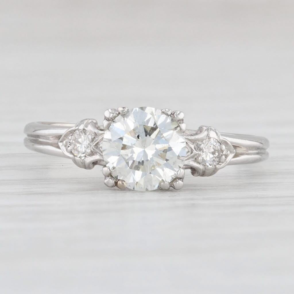 Round Cut Vintage 0.97ctw VS Round Diamond Engagement Ring Platinum Size 6.25 GIA For Sale