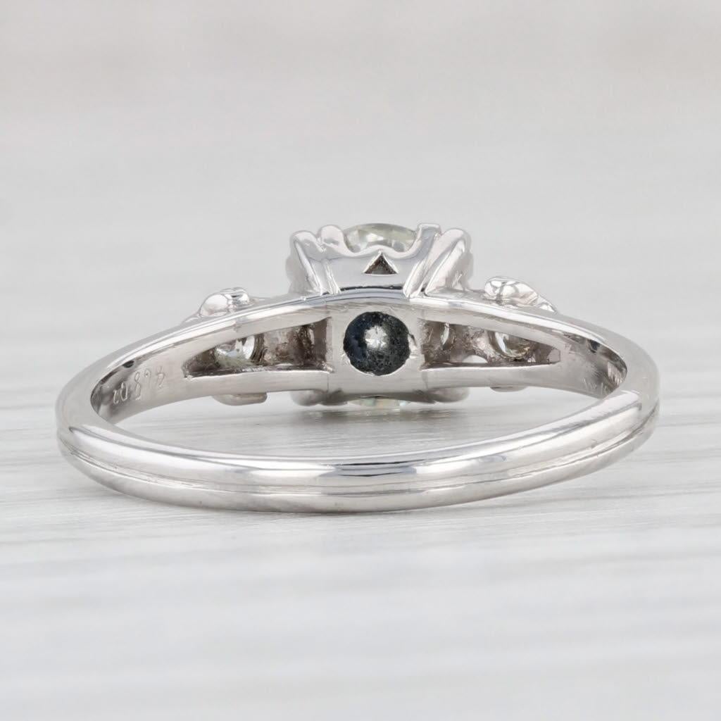 Women's Vintage 0.97ctw VS Round Diamond Engagement Ring Platinum Size 6.25 GIA For Sale