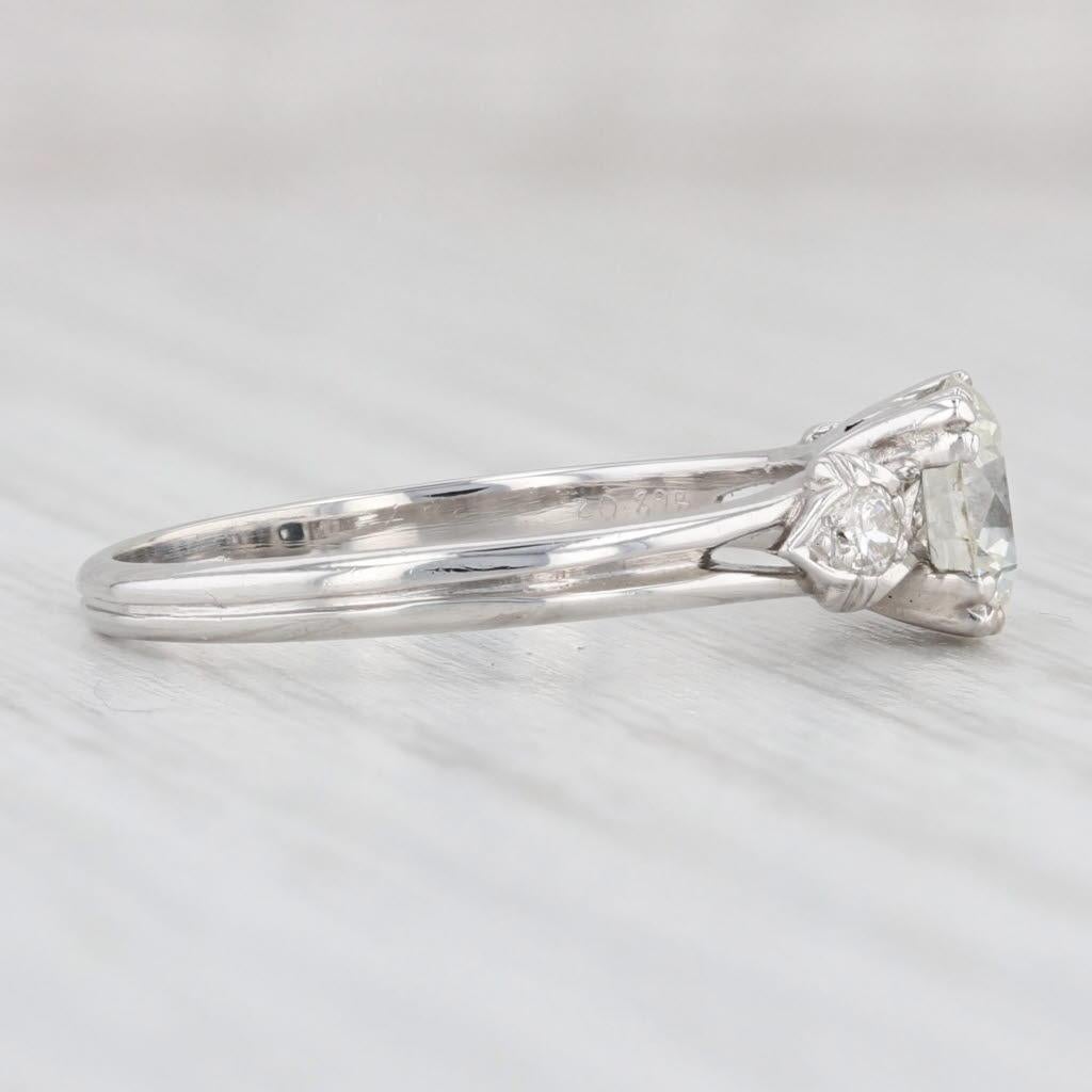 Vintage 0.97ctw VS Round Diamond Engagement Ring Platinum Size 6.25 GIA For Sale 1
