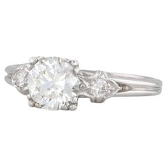 Vintage 0.97ctw VS Round Diamond Engagement Ring Platinum Size 6.25 GIA