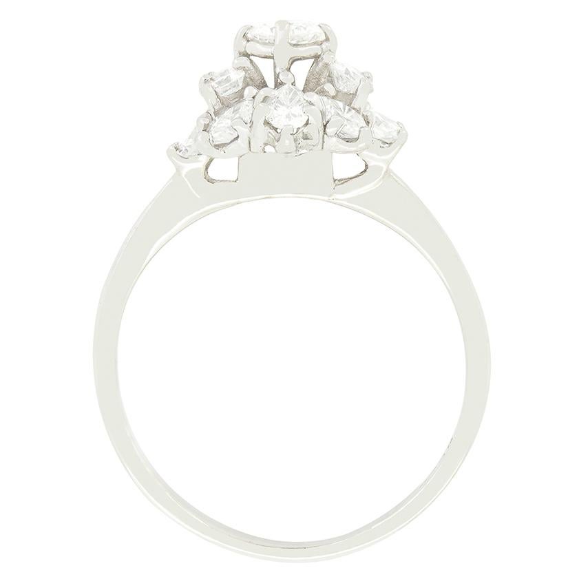 Vintage Sprühring mit 0,99 Karat Diamant, ca. 1980er Jahre (Brillantschliff) im Angebot