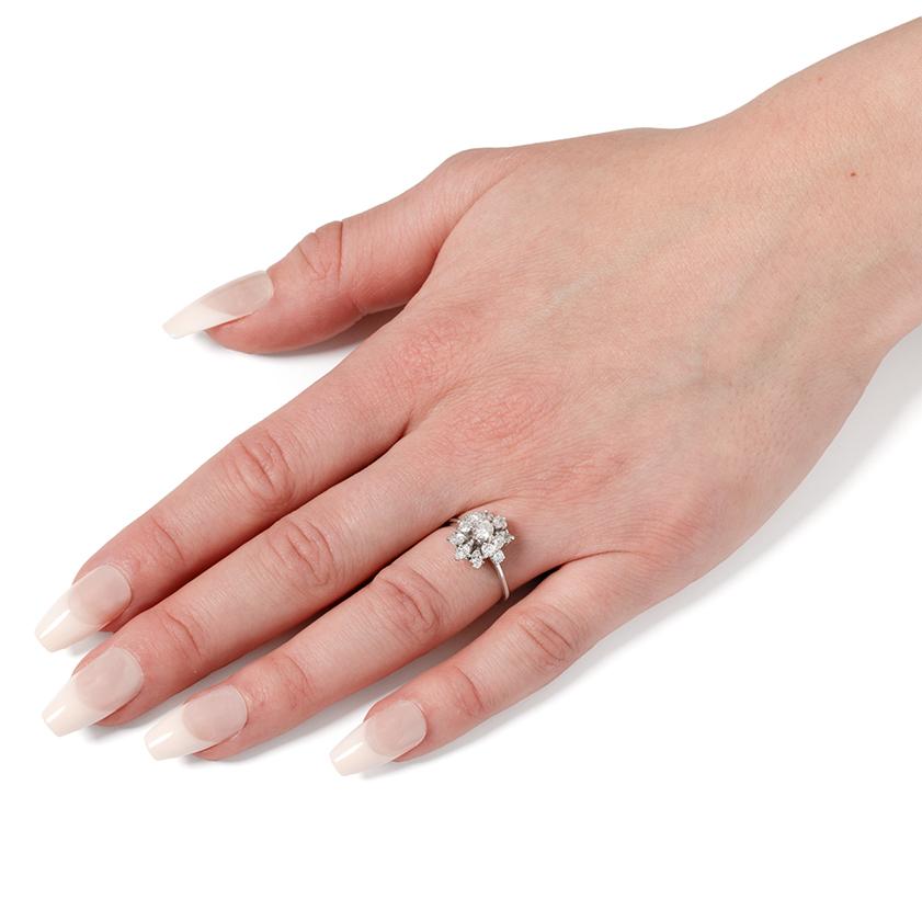 Vintage Sprühring mit 0,99 Karat Diamant, ca. 1980er Jahre im Zustand „Gut“ im Angebot in London, GB