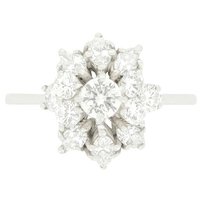 Vintage 0.99ct Diamond Spray Ring, c.1980s