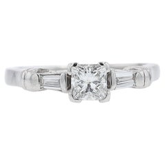 Retro 1/2 Carat Petite Princess Cut Diamond Engagement Ring