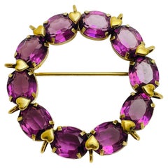 Vintage 1/20 12k gold filled amethyst glass designer brooch