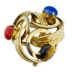 Vintage 1/20 12k gold filled gemstone designer brooch