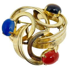 Vintage 1/20 12k gold filled gemstone designer brooch