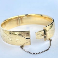 Vintage Bangle con incisione in oro 1/5 9 carati