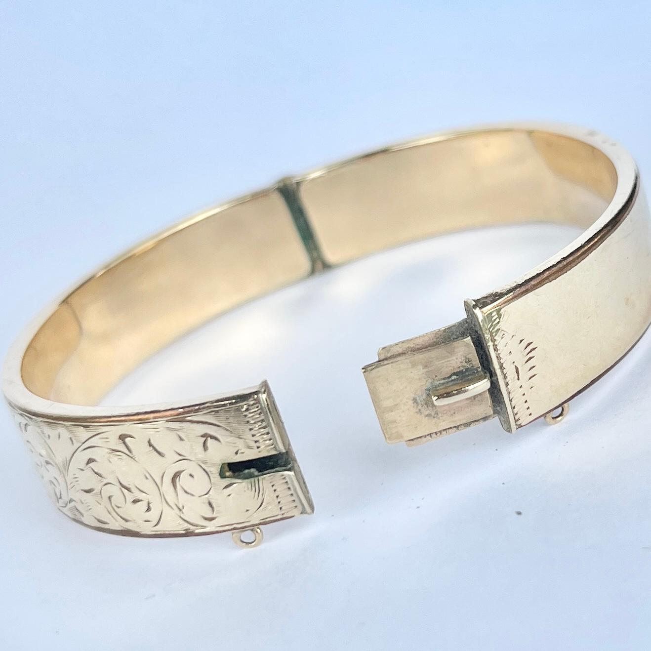 da uomo o donna Vintage Bangle con incisione in oro 1/5 9 carati in vendita