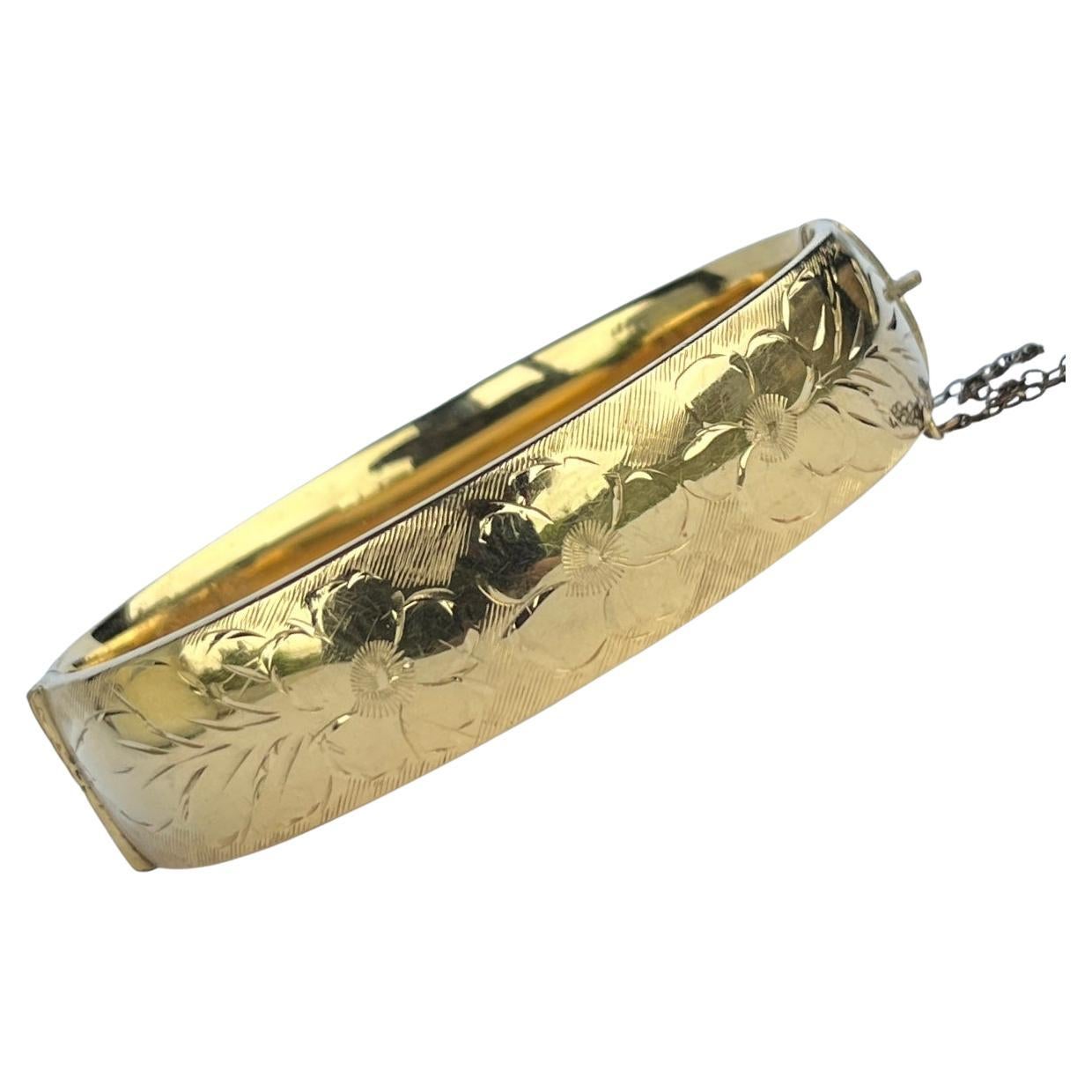 Vintage 1/5th 9 Karat Gold gravierter Vintage-Armreif