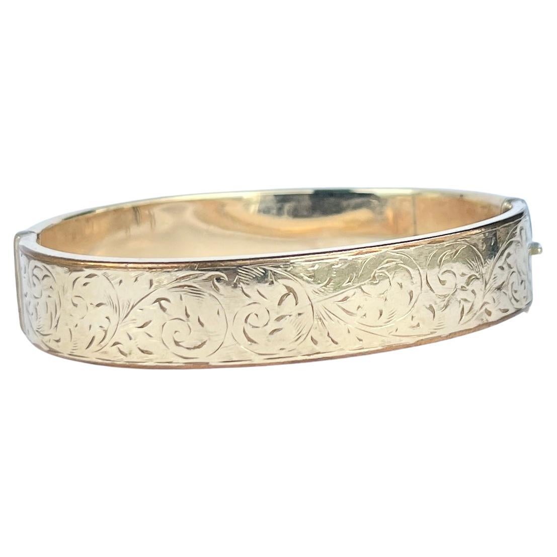 Vintage 1/5th 9 Karat Gold gravierter Vintage-Armreif