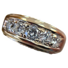 Vintage 1 Karat 5-Stein-Diamant-Ringband 14K Gold Größe 7.75