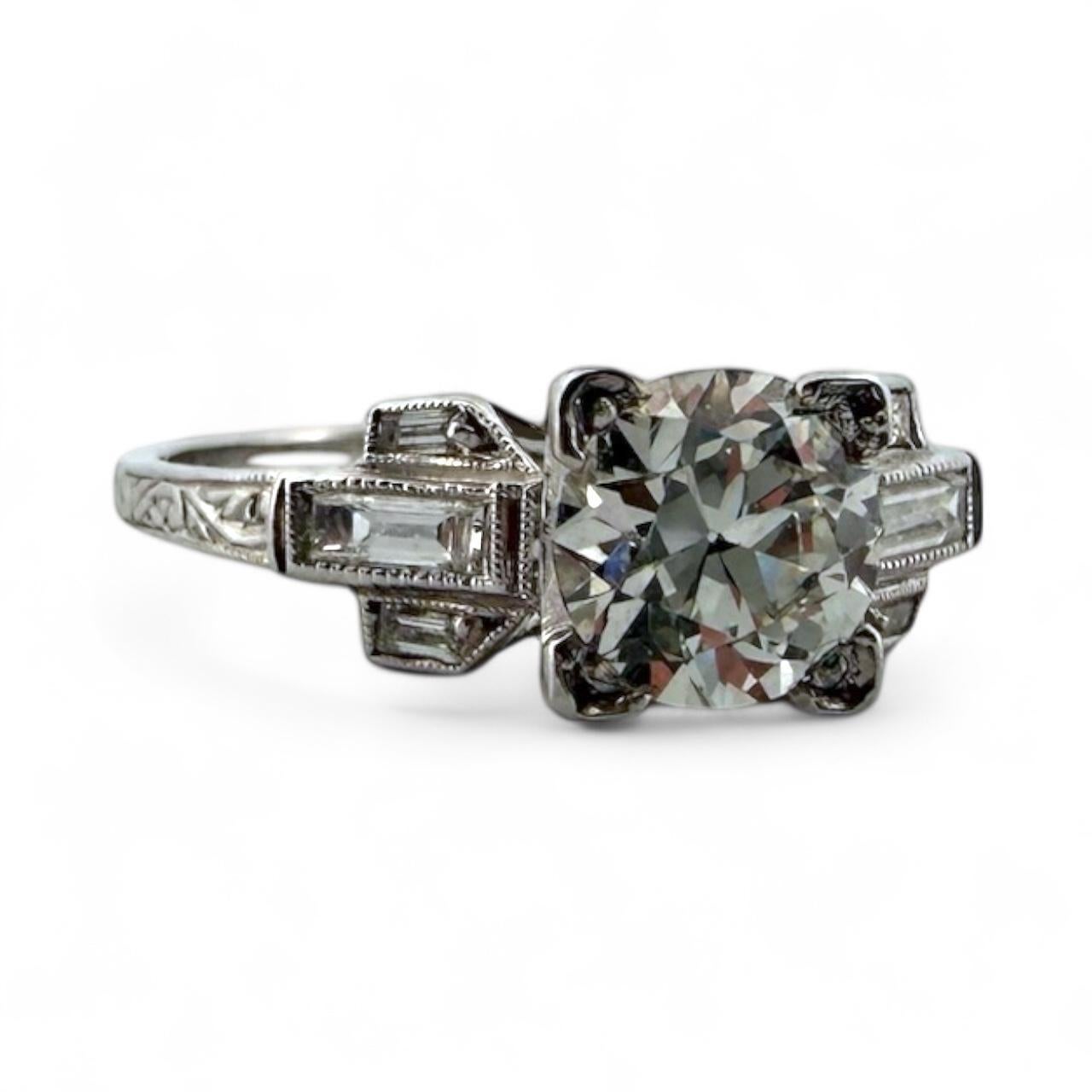 De las mujeres Anillo de compromiso vintage de platino con solitario Art Decó de 1 quilate en venta