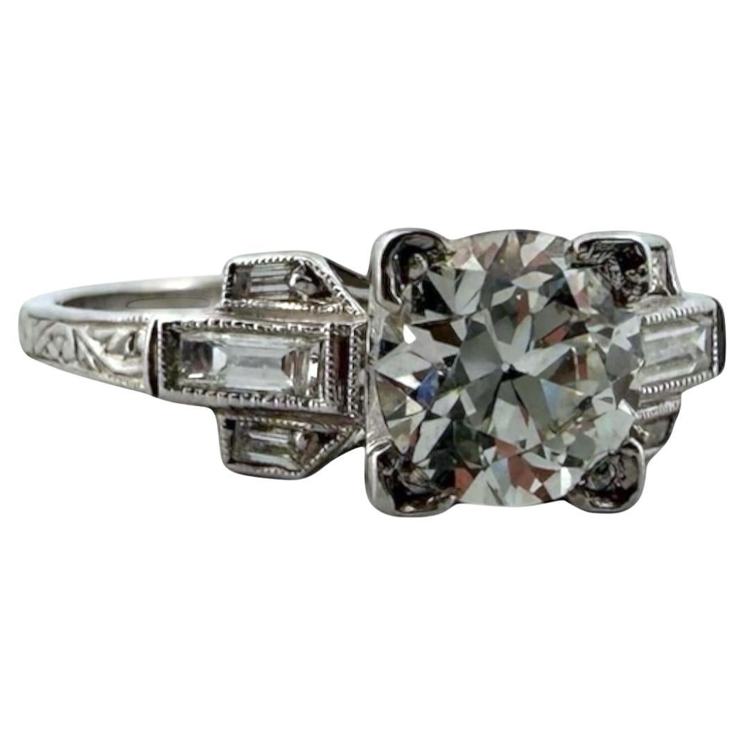 Vintage 1 Carat Art Deco Solitaire Platinum Engagement Ring