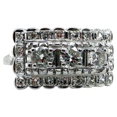 Vintage 1 Carat Diamond Cocktail Ring 14K White Gold