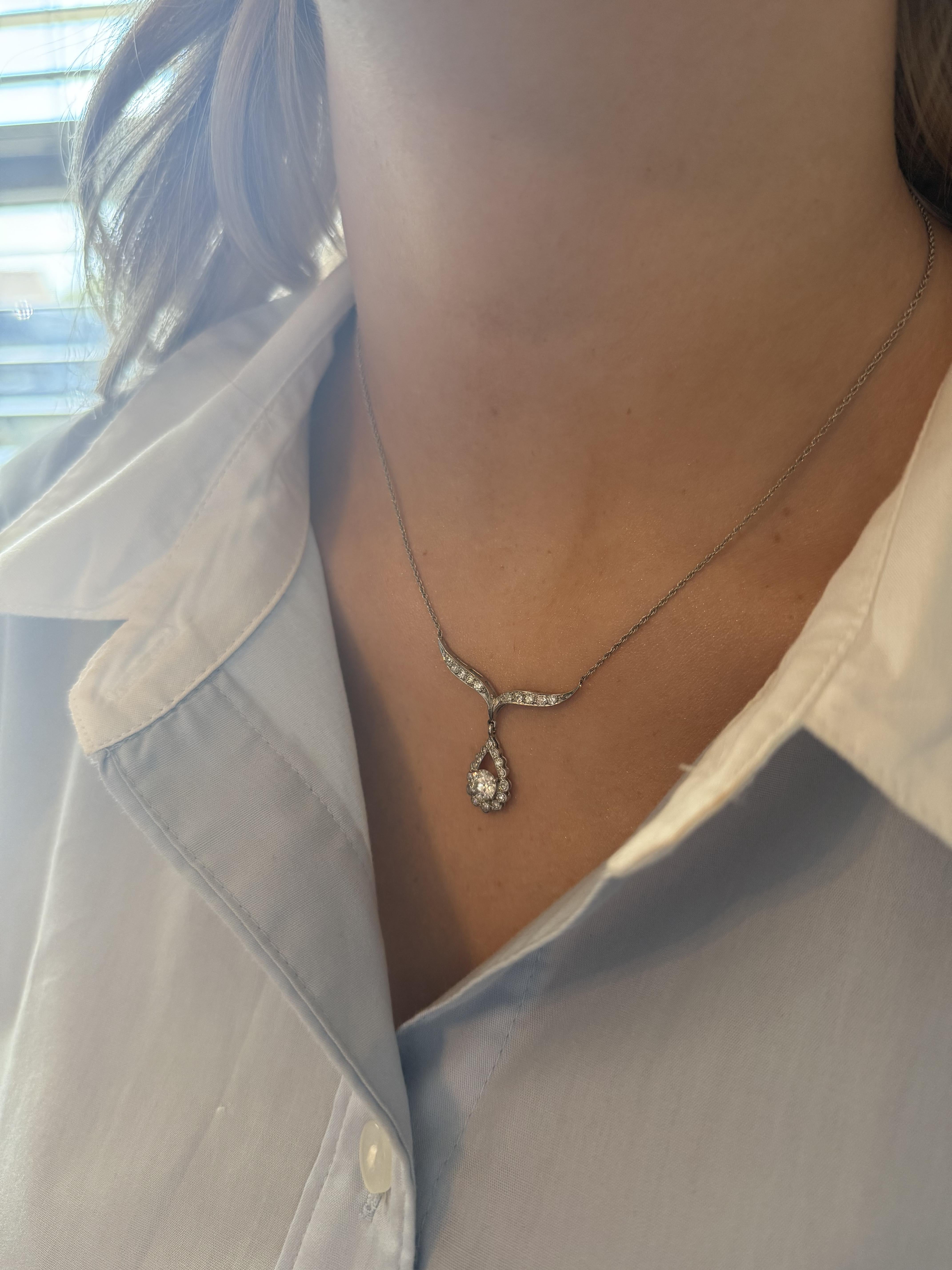 Rétro Collier vintage en diamant de 1 carat en vente