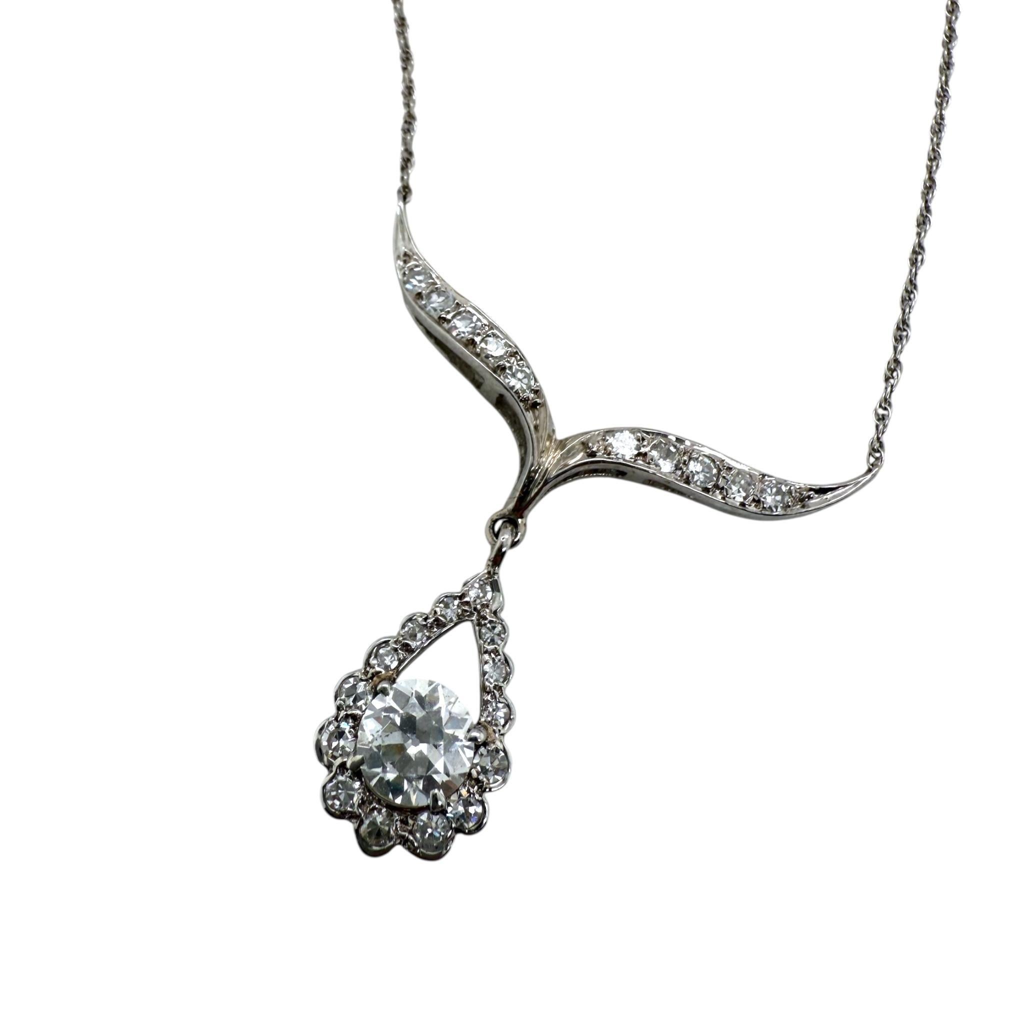 Collier vintage en diamant de 1 carat Pour femmes en vente