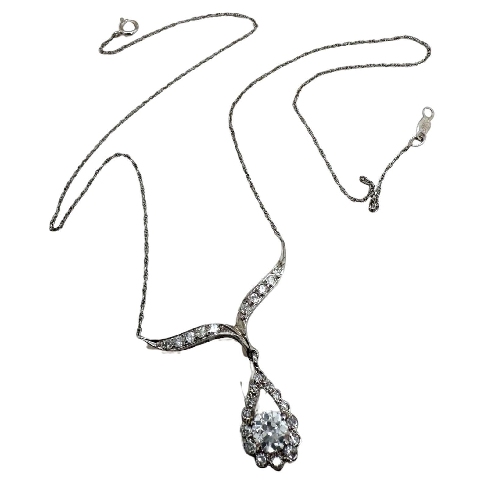 Collier vintage en diamant de 1 carat en vente