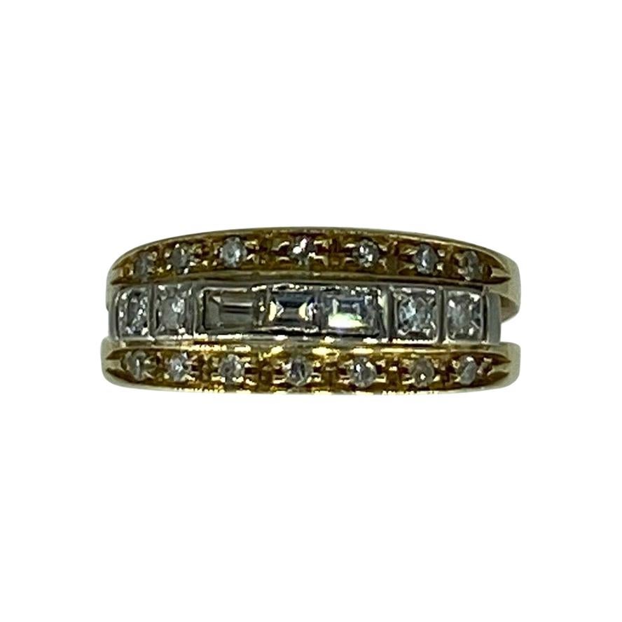 Vintage 1 Carat Diamonds 3-Row Cluster Band Ring 18k For Sale
