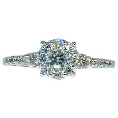 Bague de fiançailles vintage en or blanc 14 carats avec halo de diamants de 1 carat