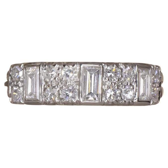 Antique Art Deco 14.5CT Marquise Round VVS1 Diamond Bracelet 14K White Gold Over