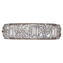 Vintage 1 Carat Emerald Round Cut Diamond Band Ring VVS/VS Clarity