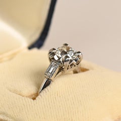 Vintage 1 Carat Engagement Ring. GIA Old European Cut Diamond Ring Platinum IVS2
