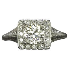 Vintage 1 Karat Old European Cut Diamant Verlobungsring in Platin