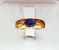 1 Carat Sapphire Cabochon and Diamonds Etoile Star Galaxy Ring 18 Karat Gold