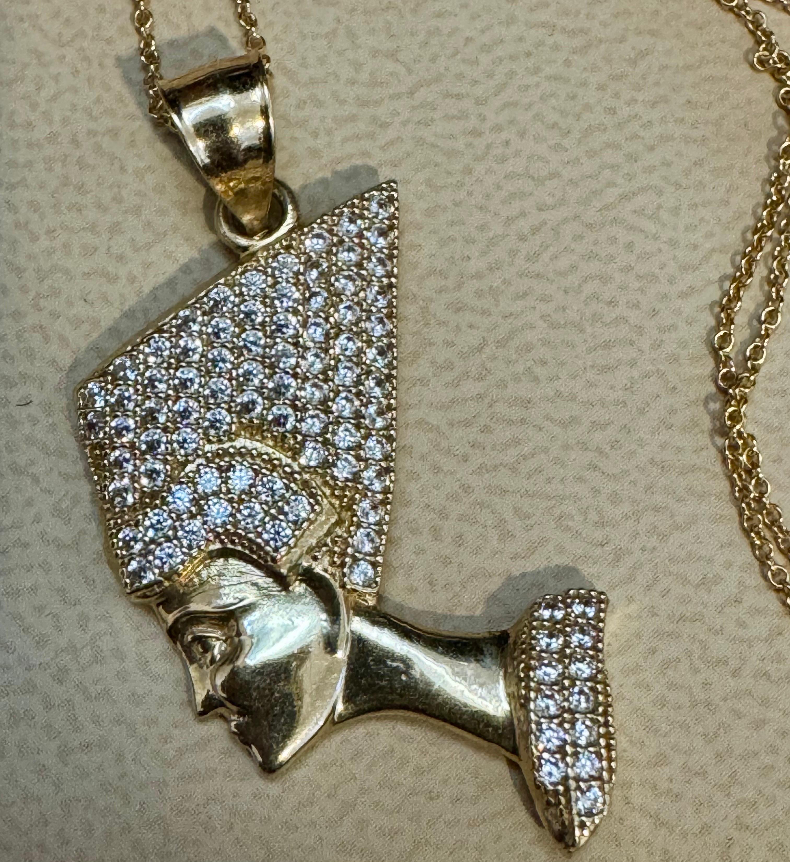 Vintage 1 Ct Diamond Face Pendentif avec chapeau 14 Karat Yellow Gold + Chain en vente 8