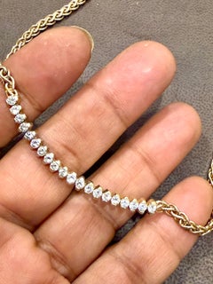 Vintage 1 Ct White Diamond Necklace 14 Karat Yellow Gold, 15 Inch Long