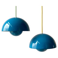 Vintage Verner Panton Enamel Flowerpot Pendant Lamp by Louis Poulsen