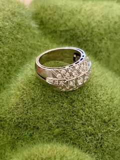 Vintage 1 Total Carat Weight Diamond Wide Band Platinum Ring