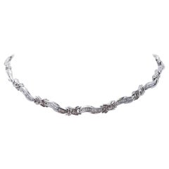 Vintage 10.00 Carat Baguette Diamonds Necklace Choker 14k White Gold