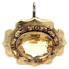 Vintage 10 Carat Citrine Gold Victorian Brooch Pin Pendant Fine Estate Jewelry