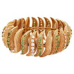 Bracciale vintage in oro giallo 18 carati con pietre preziose da 10 carati di peso totale
