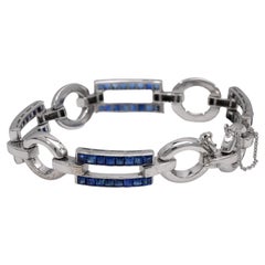 Vintage 10 carat total weight sapphire 14k white gold bracelet