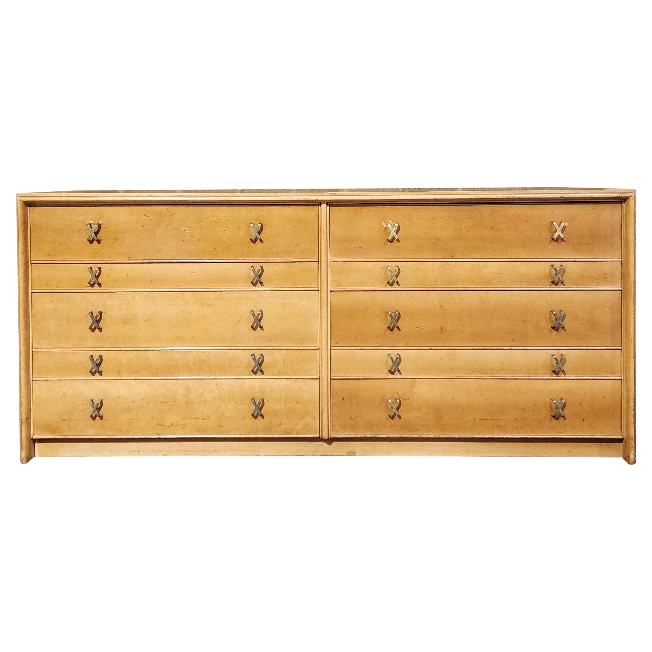 Comò a 10 cassetti vintage di Paul Frankl per Johnson Furniture in vendita