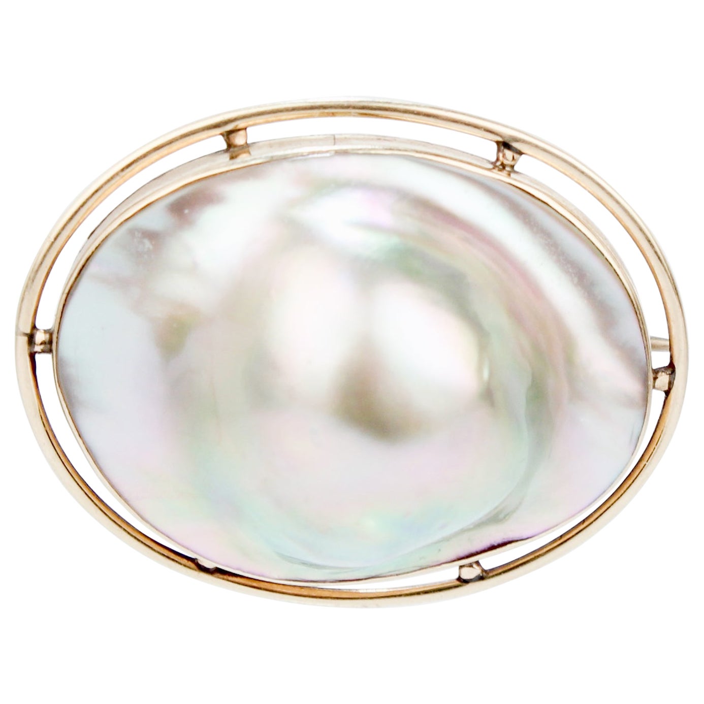 Broche vintage en or 10 carats et perles cloquées
