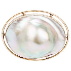 Vintage 10 Karat Gold & Blister Perlenbrosche