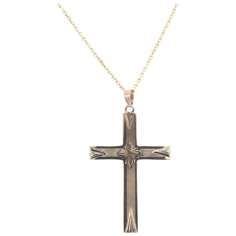 Vintage 10 Karat Gold Cross Necklace For Sale at 1stDibs 10 karat