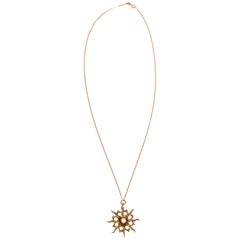 Vintage 10 Karat Rose Gold Starburst Pendant with Seed Pearls