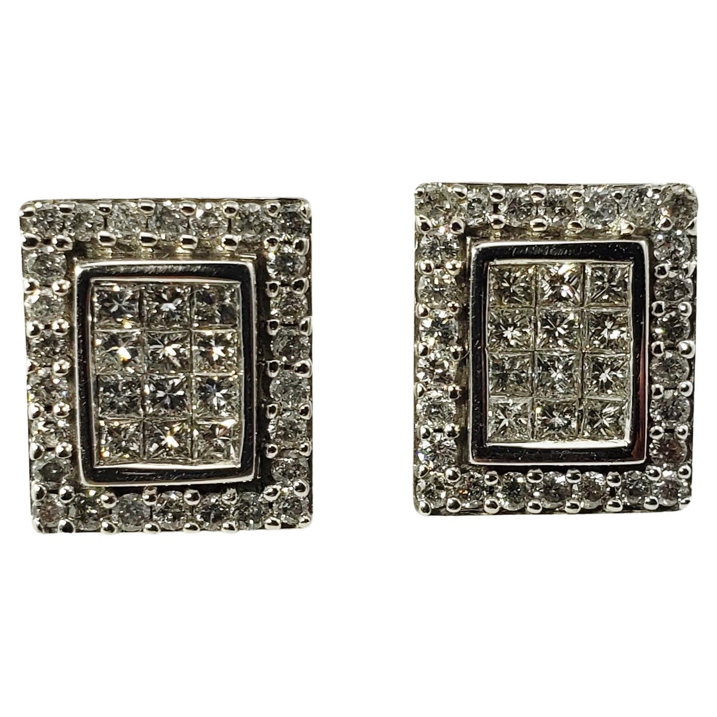 10 Karat White Gold and Diamond Earrings For Sale