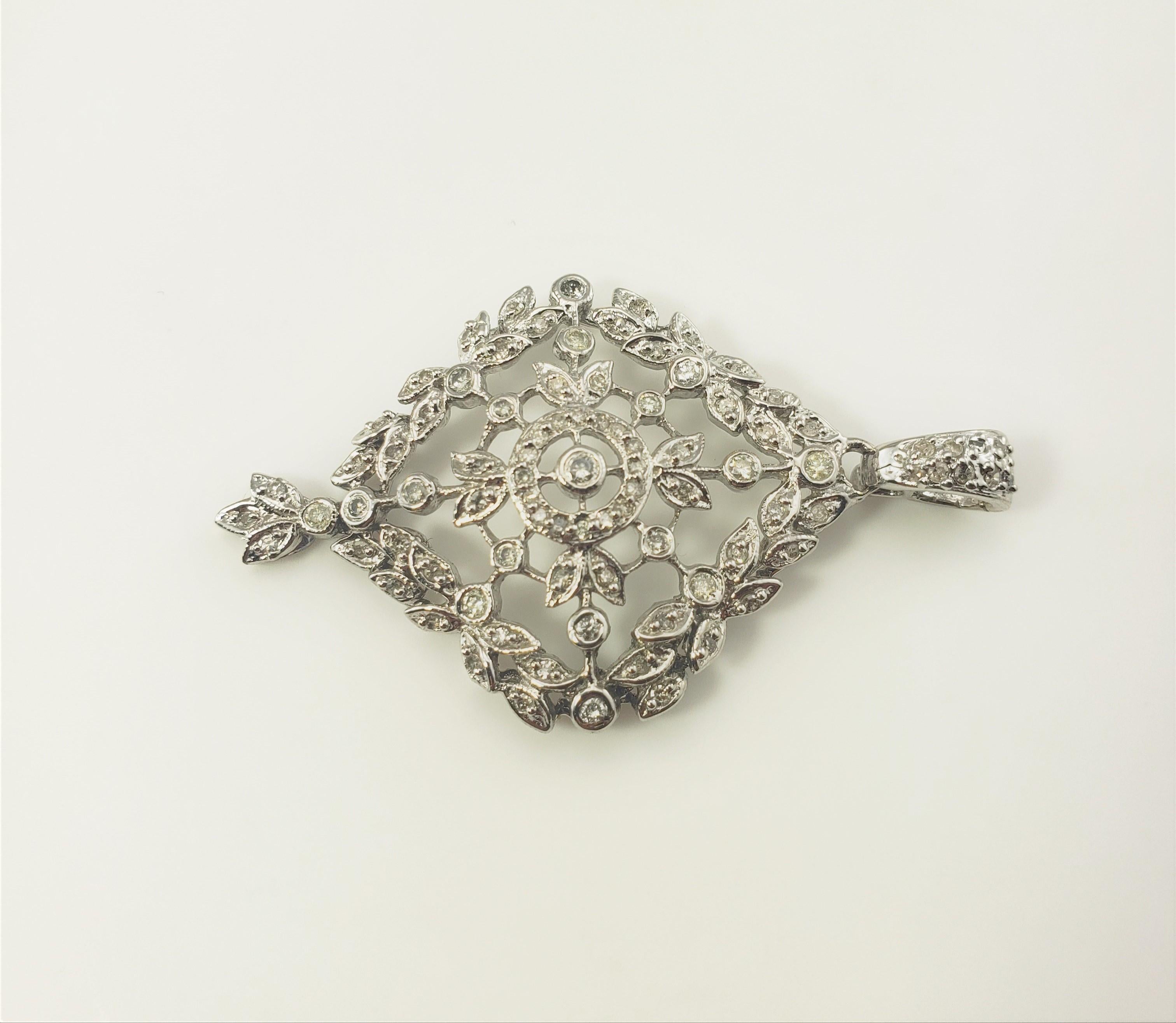 Vintage 10 Karat White Gold and Diamond Floral Pendant In Good Condition For Sale In Washington Depot, CT