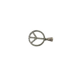 10 Karat White Gold and Diamond Peace Sign Pendant