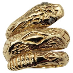 Vintage 10 Karat White Gold and Diamond Snake Ring